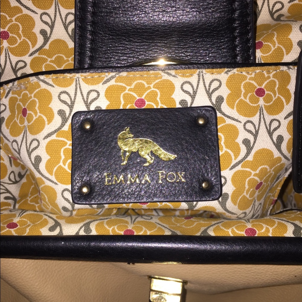 Tan and black large leather handbag - Picture 4 of 5